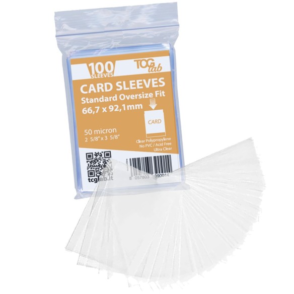 Cartone 100 Bustine Protettive Standard Overside Fit - Ultra Clear - 50 micron Economy