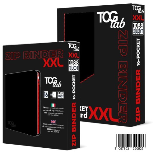 Raccoglitore Zip Binder XXL - 16 Pocket (1088 Slot) - Colore Black Zip Rossa
