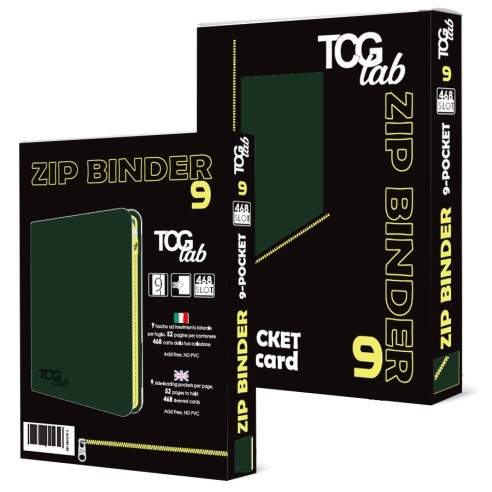Raccoglitore Zip Binder 9 - 9 Pocket (468 Slot) - Colore Forest Green